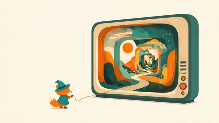 Lumi the fox looking at big chatgpt machine