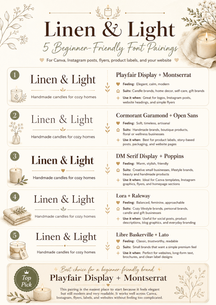 fonts pairing guide for brand identity sheet